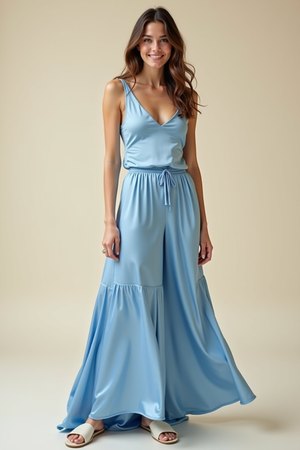 Débardeur fluide satin bleu