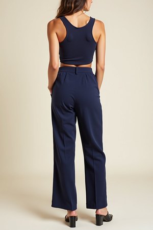 Pantalon bleu marine taille haute