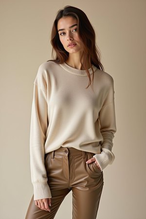 Pull chic irisé beige