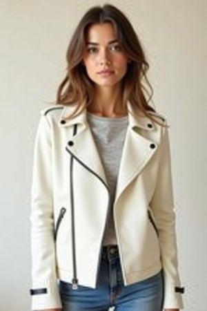 Veste simili cuir blanche