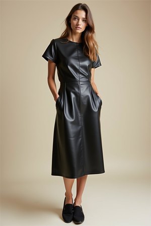 Robe en simili cuir noir