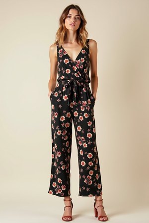 Combinaison pantalon noir fleuri