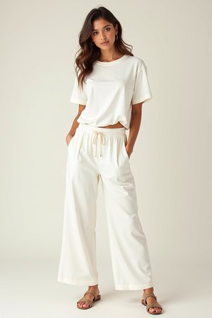 Ensemble tee-shirt et pantalon blanc