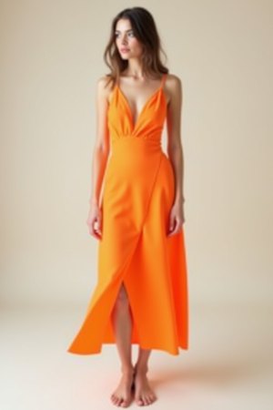 Robe de plage longue orange fluo