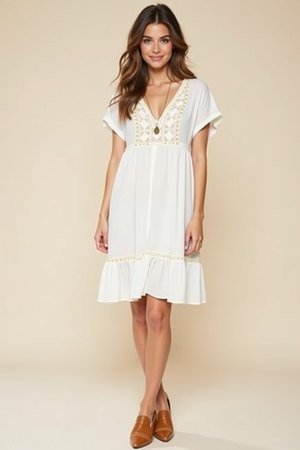 Tunique robe blanche et or