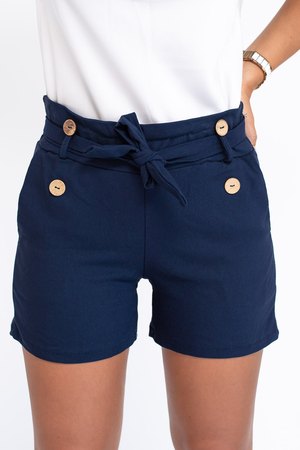 Short taille haute bleu marine