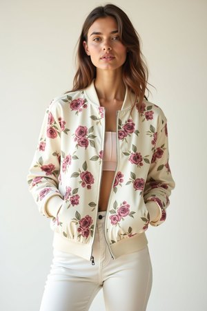 Bomber fleuri blanc