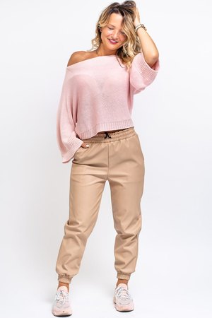 Jogging simili cuir beige