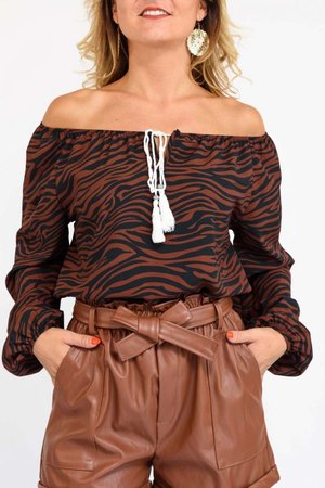 Haut femme tendance zébré marron
