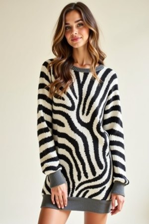 Robe pull zébré