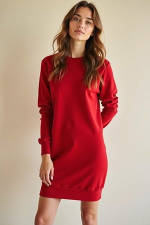 Robe pull col roulé rouge