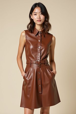 Robe simili cuir marron