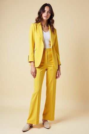 Veste tailleur en coton jaune