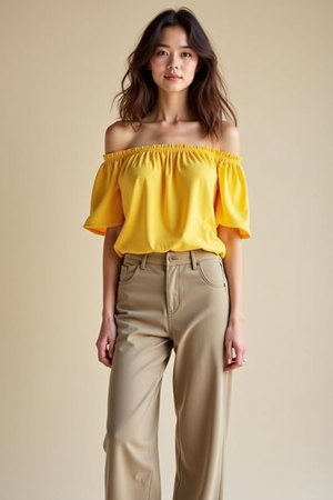 Top col bardot jaune