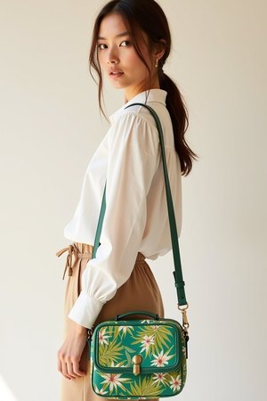Sac bandoulière imprimé tropical