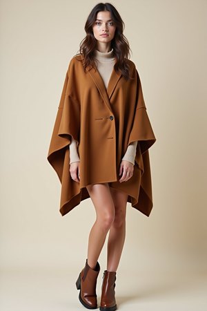 poncho marron femme
