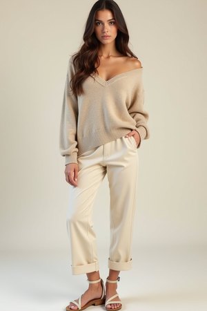 Pull sans manches femme beige