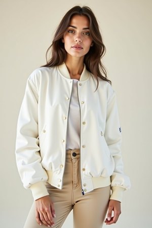 Veste bomber universitaire blanc